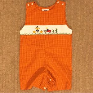 Hand smocked toddler shortall